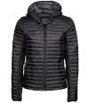 T9611 9611 Tee Jays Ladies Crossover Hooded Padded Outdoor Jacket Black / Black Melange colour image